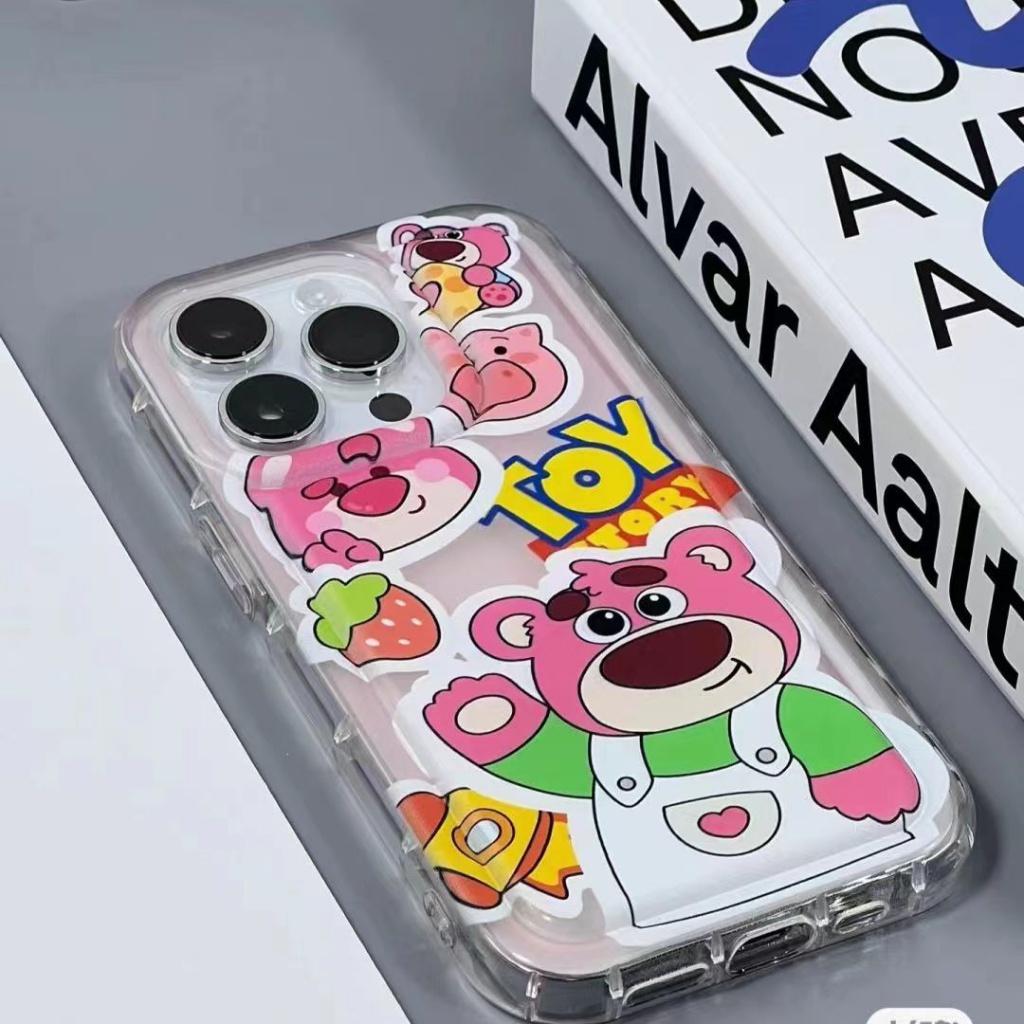 ✅Ốp Điện Thoại Túi Khí Mềm Hình Gấu Dâu Graffiti Cho iPhone14 13promax 12pro 78p xsmax xs