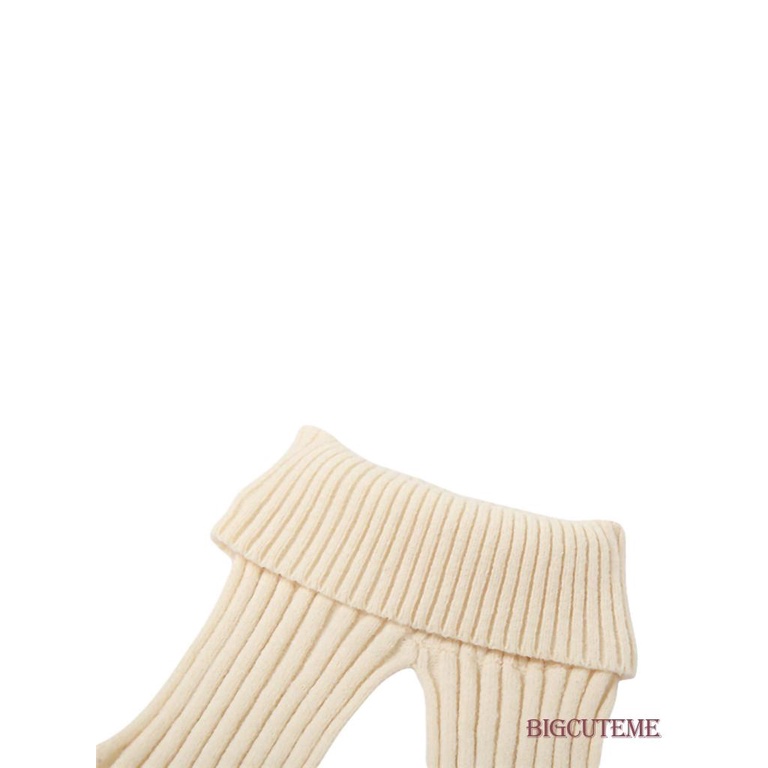 [] - Áo Vest Dệt Kim Màu Trơn Cổ Cao Không Tay Xẻ Tà Phía Trước Viền Kim Loại Cho Nữ