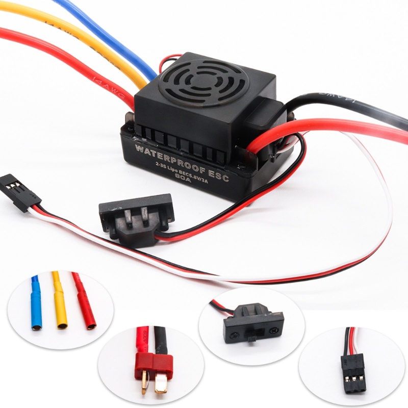 Bộ Điều Khiển Tốc Độ Động Cơ Điện Không Chổi Than 60A 80A 120A ESC Cho Xe Hơi Điều Khiển Từ Xa 1 10