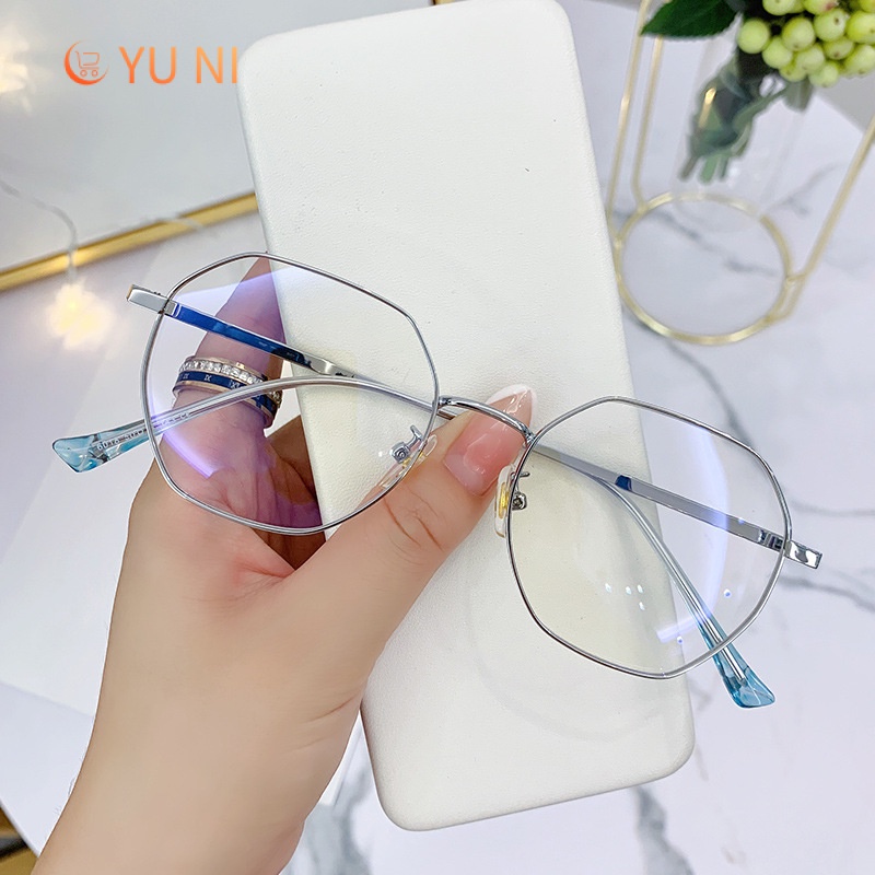 kính cận có độ -1.0~6.0 Kính Cận Gọng Kim Loại Hình Bát Giác Chống Ánh Sáng Xanh Từ Thời Trang Nam gọng kính/ gọng kính cận nữ/gọng kính cận kim loại