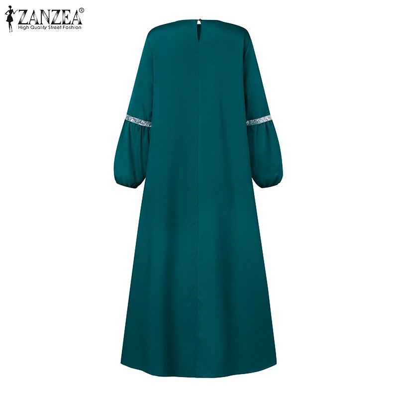 Zanzea Đầm Nữ Dài Tay Phối Ren Thời Trang