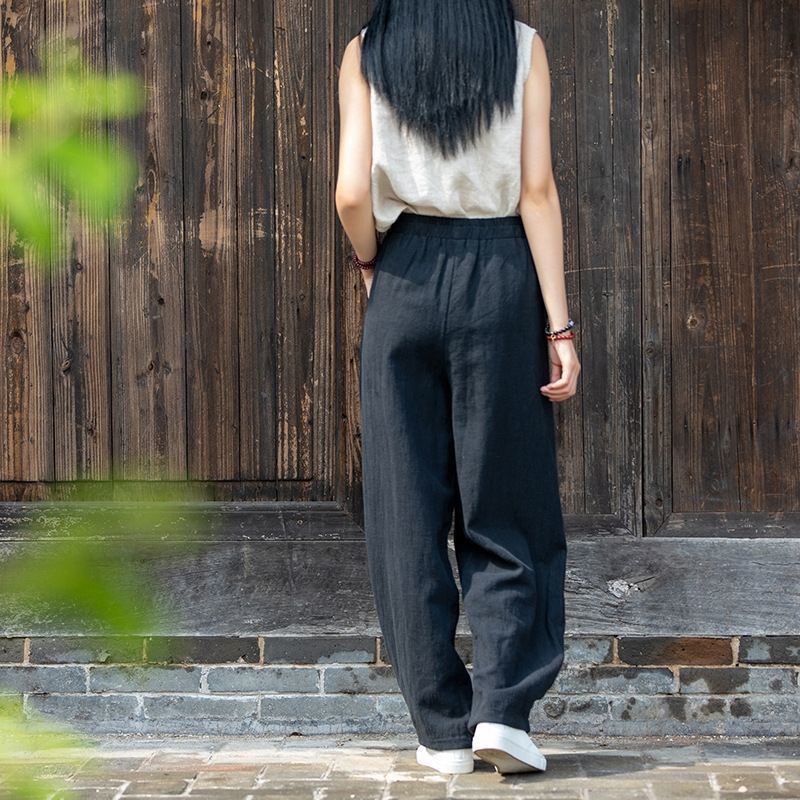 ICE cotton linen cool quick-drying pants pants new Chinese style artistic retro women's loose slimming