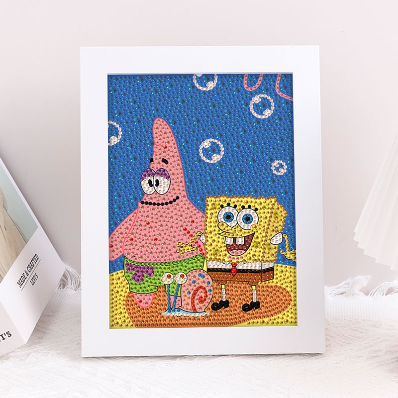 Bộ Tranh Đính Đá diy Hình Chú Gấu Và Dâu Tây Bằng Xốp Để Trang Trí