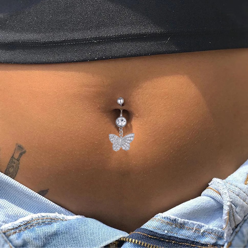 1pc Khuyên Rốn Hình Bướm Đính Đá Tinh Tế Thời Trang Dễ Phối Đồ