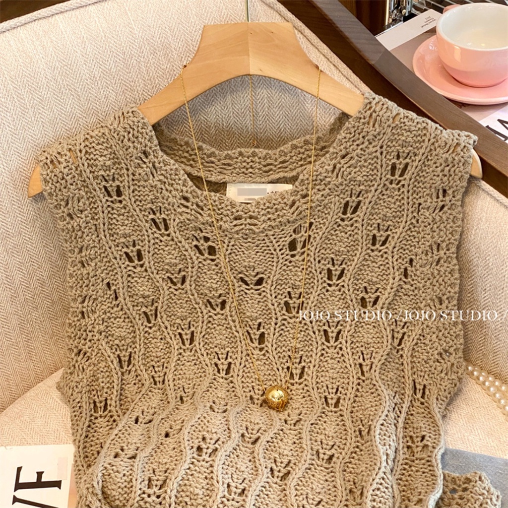 Áo Dệt Kim Không Tay Thiết Kế Mới Thời Trang Mùa Xuân 2023 Dành Cho Nữ
