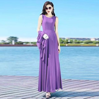 Set Áo Và Chân Váy Voan Dài Size Lớn Thời Trang Đi Biển
