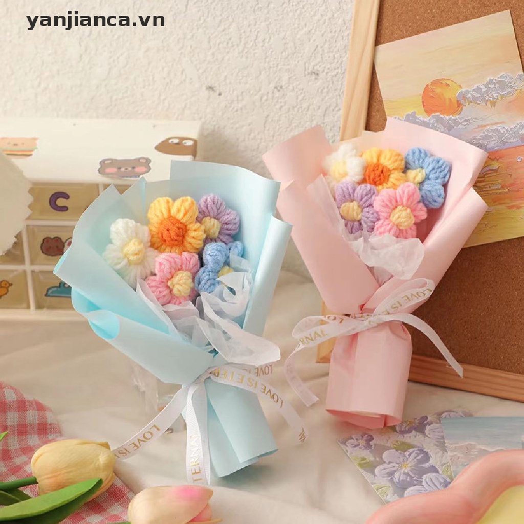 Yanca Bó Hoa Giả Đan Len Bằng Tay Trang Trí Tiệc Cưới / Ngày Cưới