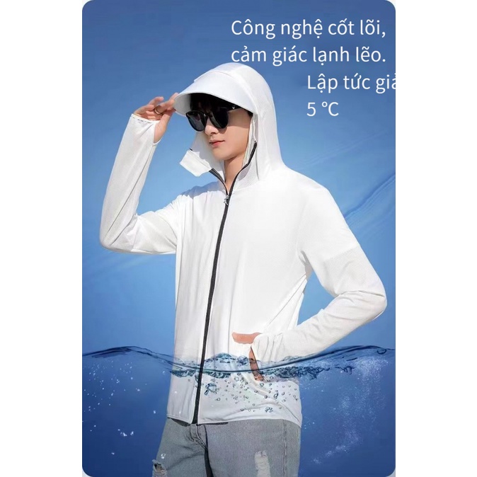Áo Khoác Chống Nắng Bằng Lụa Lạnh Mỏng Thoáng Khí Chống Tia Cực Tím Phong Cách Mới Cho Nam