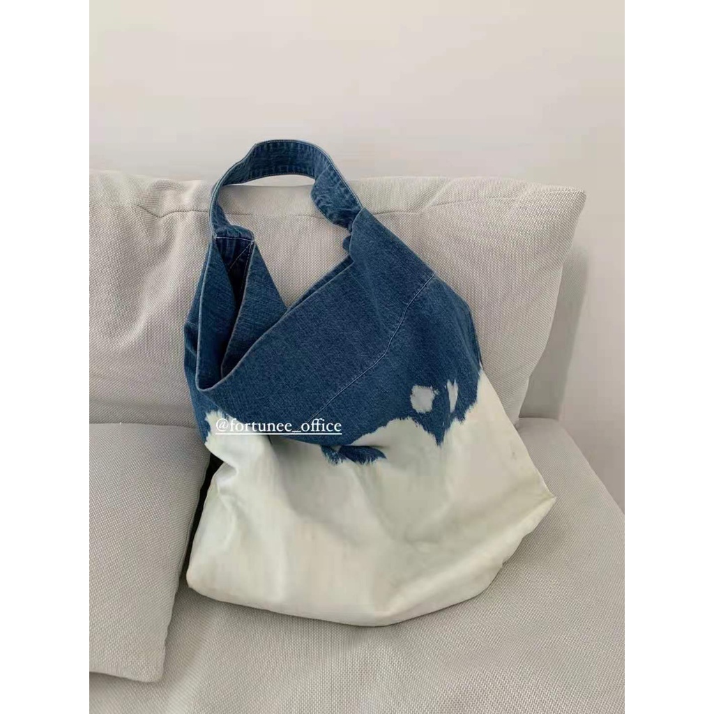 Túi Xách Vải Jean Cỡ Lớn Màu Gradient Thời Trang Cho Nữ