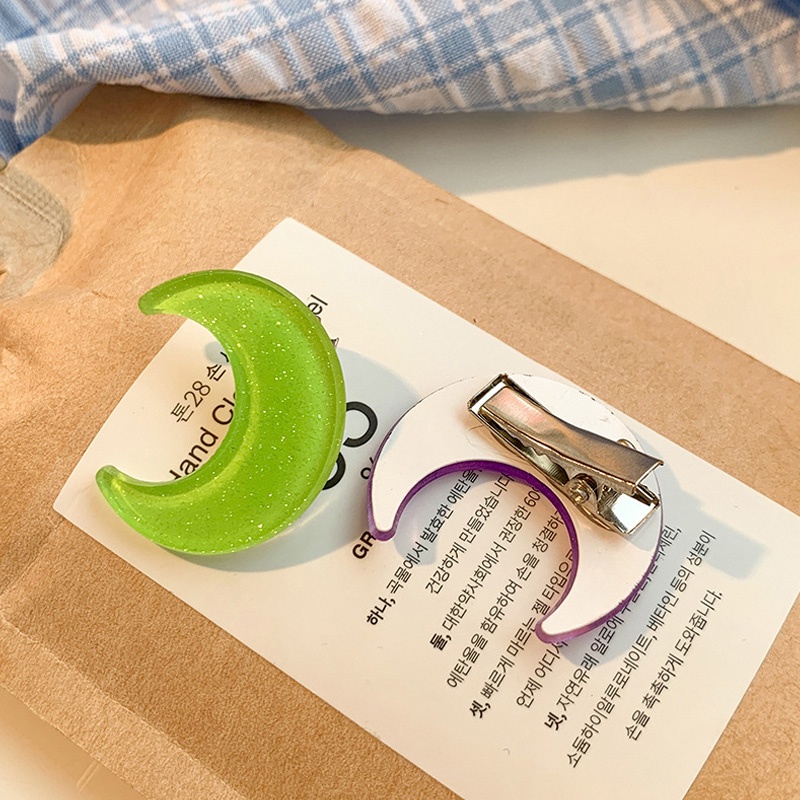 Kẹp Tóc Hình Mặt Trăng Khuyết Bằng Acrylic Cho Bé Gái