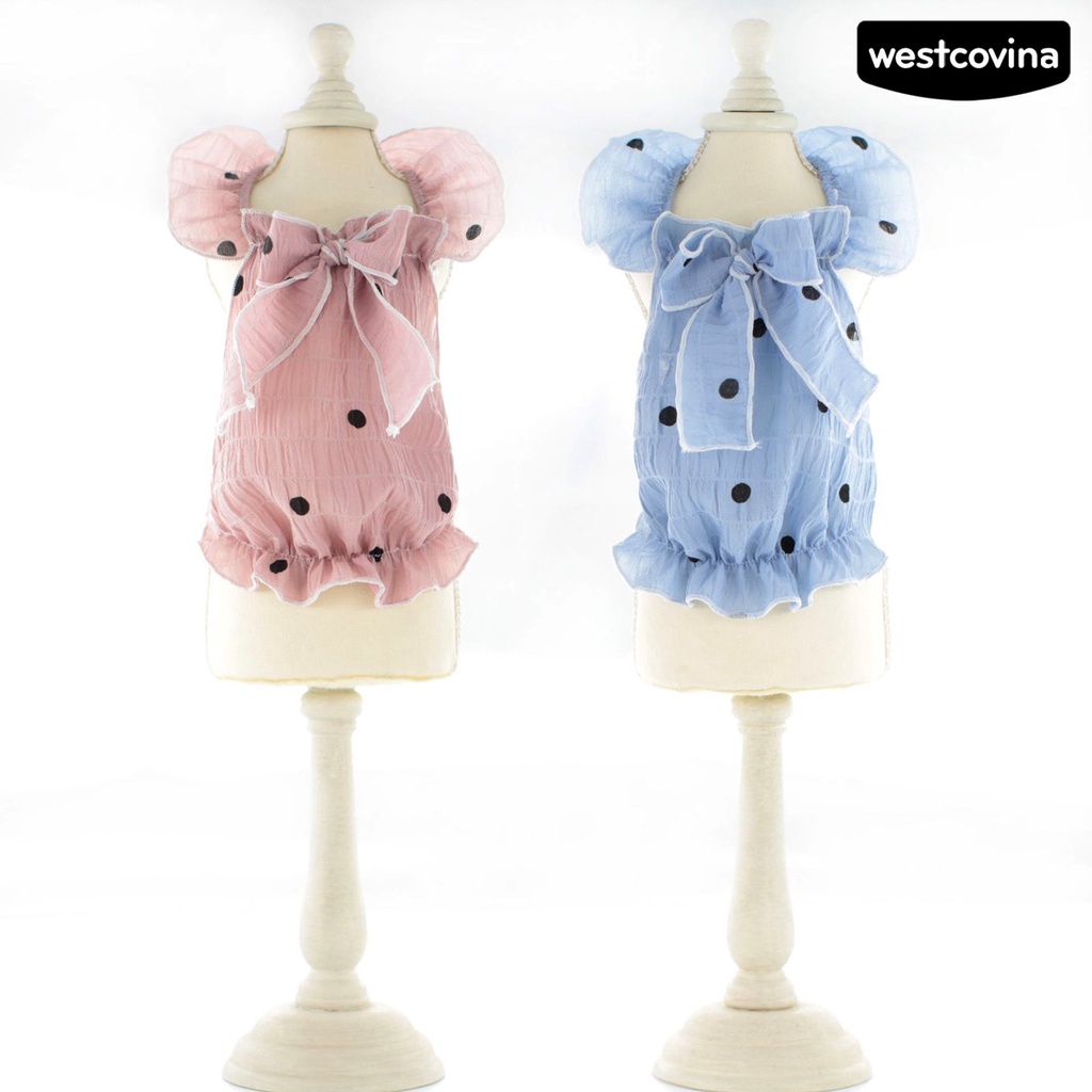 [COD]♝Đầm Công Chúa Xếp Ly Nhún Bèo Thoáng Khí Thắt Nơ Họa Tiết Chấm Bi Dễ Thương Cho Thú Cưng