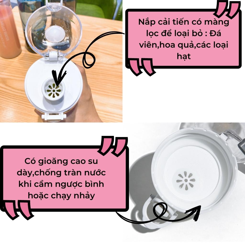 Bình đựng nước cute nhỏ gọn tiện lợi phong cách thể thao năng động 780ml Hello Water
