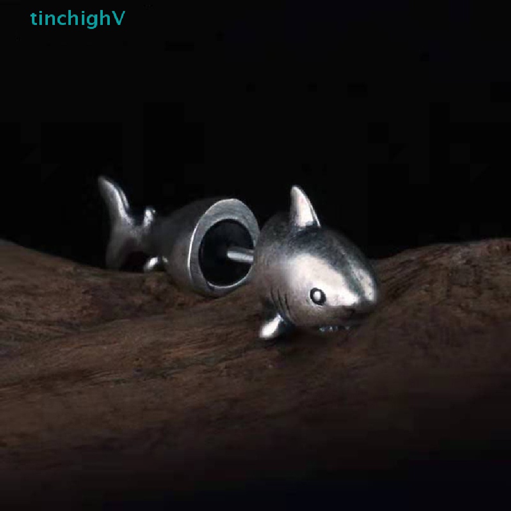 [TinchighV] 1 Khuyên Tai Bạc Dạng Nẹp Hình Cá Mập Phong Cách Punk Hip Hop Cổ Điển Cho Nam Và Nữ [Mới]