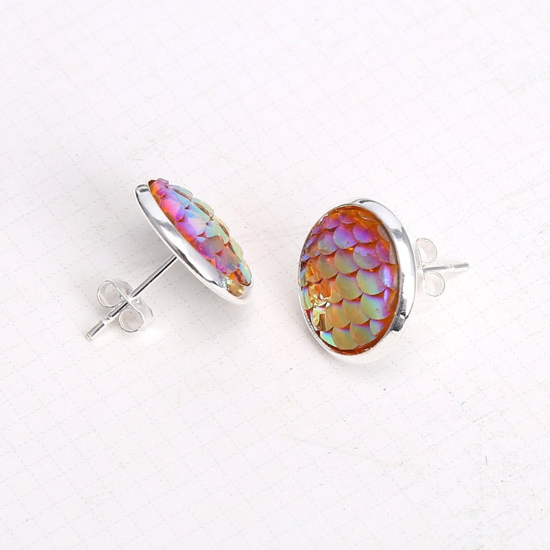 Khuyên Tai Họa Tiết Vảy Cá Phong Cách Vintage Thời Trang