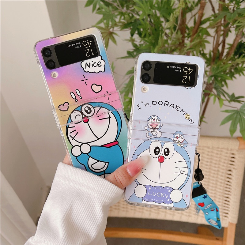 Ốp Điện Thoại PC Cứng Hoạt Hình Doraemon Cho Samsung Galaxy Z Flip 3 Z Flip 4 W23 ZFlip3 ZFlip4