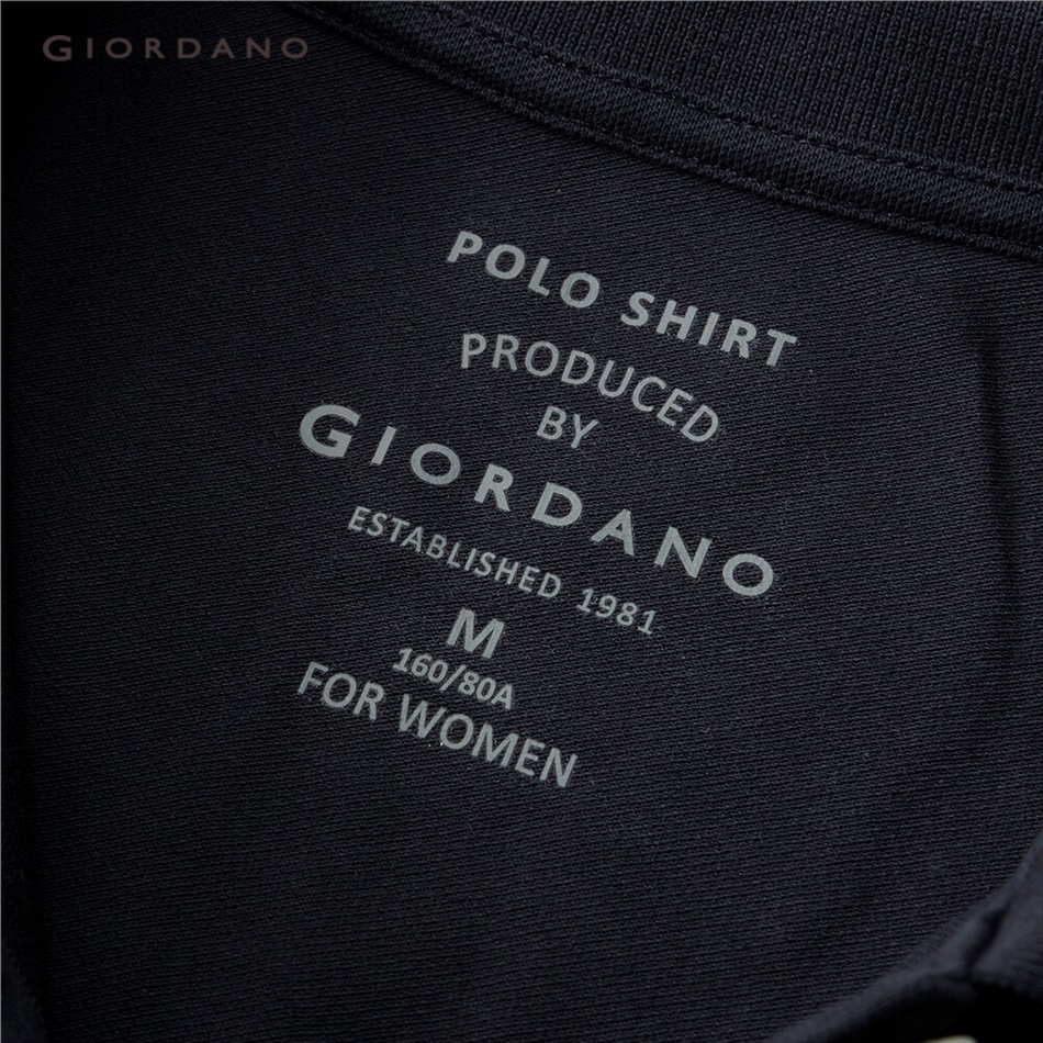 Áo sơ mi polo GIORDANO 05313382 tay ngắn dáng rộng màu trơn thời trang cho nữ