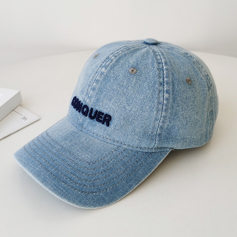 Mũ Lưỡi Trai Denim Thêu Chữ Phong Cách Hàn Quốc Thời Trang