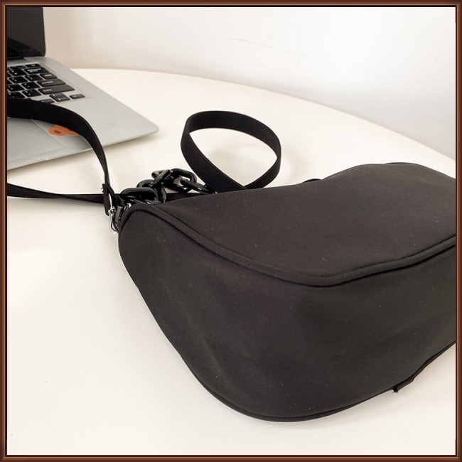 Túi Đeo Vai Bằng Nylon Màu Trơn Có Khóa Kéo Thời Trang Cho Nữ