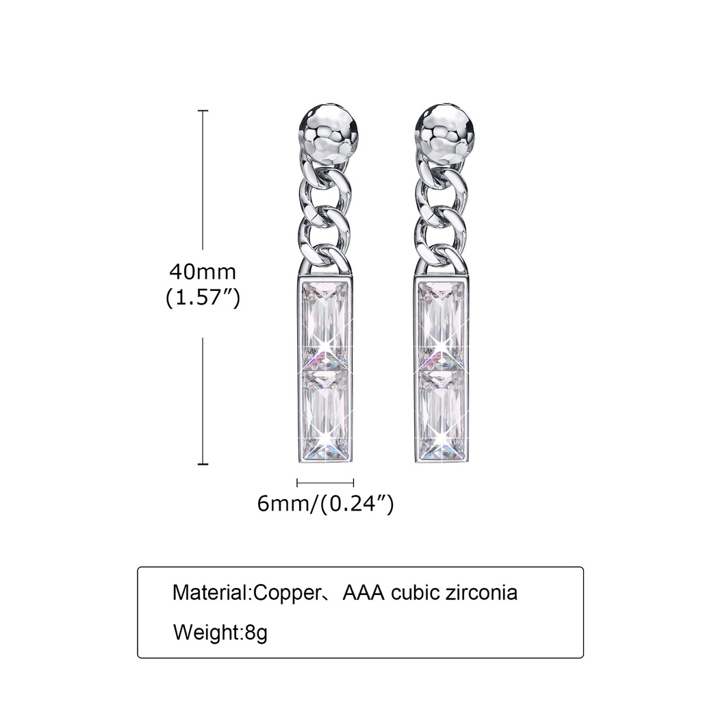Vnox Bông Tai Bạc Dáng Dài Đính Đá Zircon Thời Trang Cho Nữ