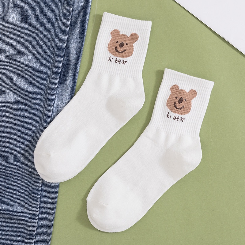 Vớ Cotton Cổ Cao Họa Tiết Dễ Thương Thời Trang Cho Nữ