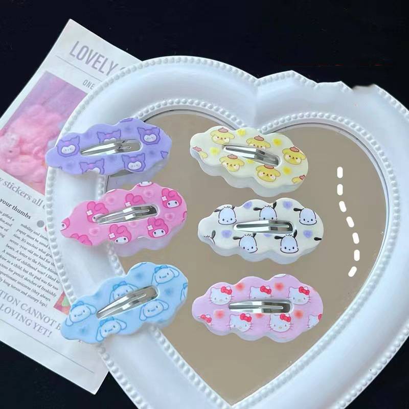 Kẹp Tóc Sanrio Pochacco Kuromi HelloKitty Pompom Purin Ngọt Ngào Cá Tính Thời Trang Cho Nữ
