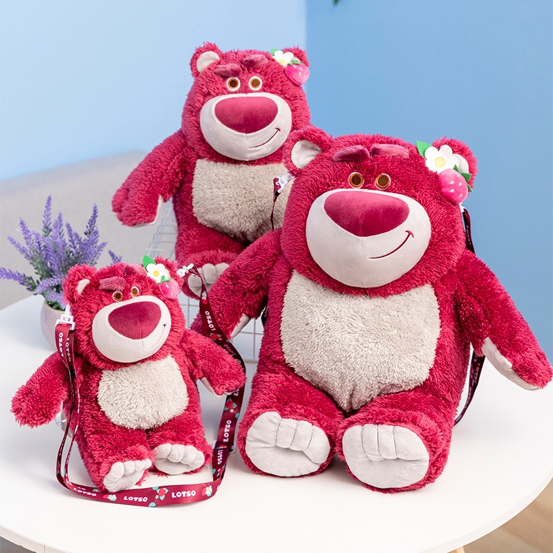 Ba Lô Đeo Vai Hình Gấu Nhồi Bông Dâu Tây Dễ Mang Sáng Tạo Khi Ra Ngoài