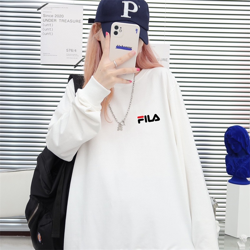 Áo Sweater Fila 100% Cotton Dáng Rộng Thoải Mái Thời Trang Cho Nữ