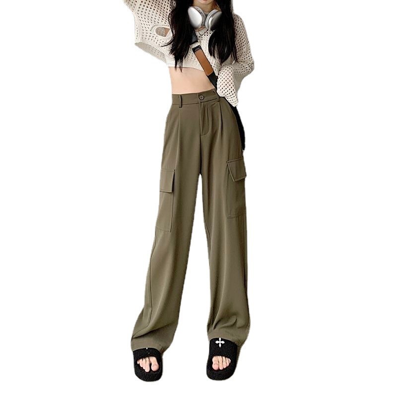 Quần Dài Lưng Cao Ống Rộng Phong Cách Vintage Mỹ Mới