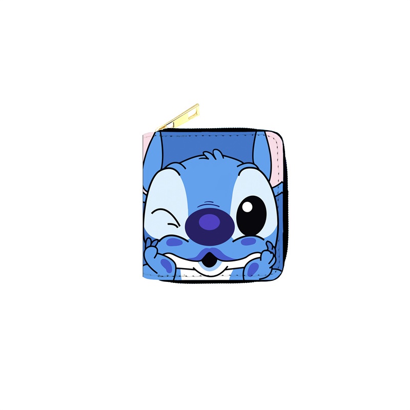 Ví Ngắn Có Khóa Kéo Họa Tiết Stitch Dễ Thương Đa Năng