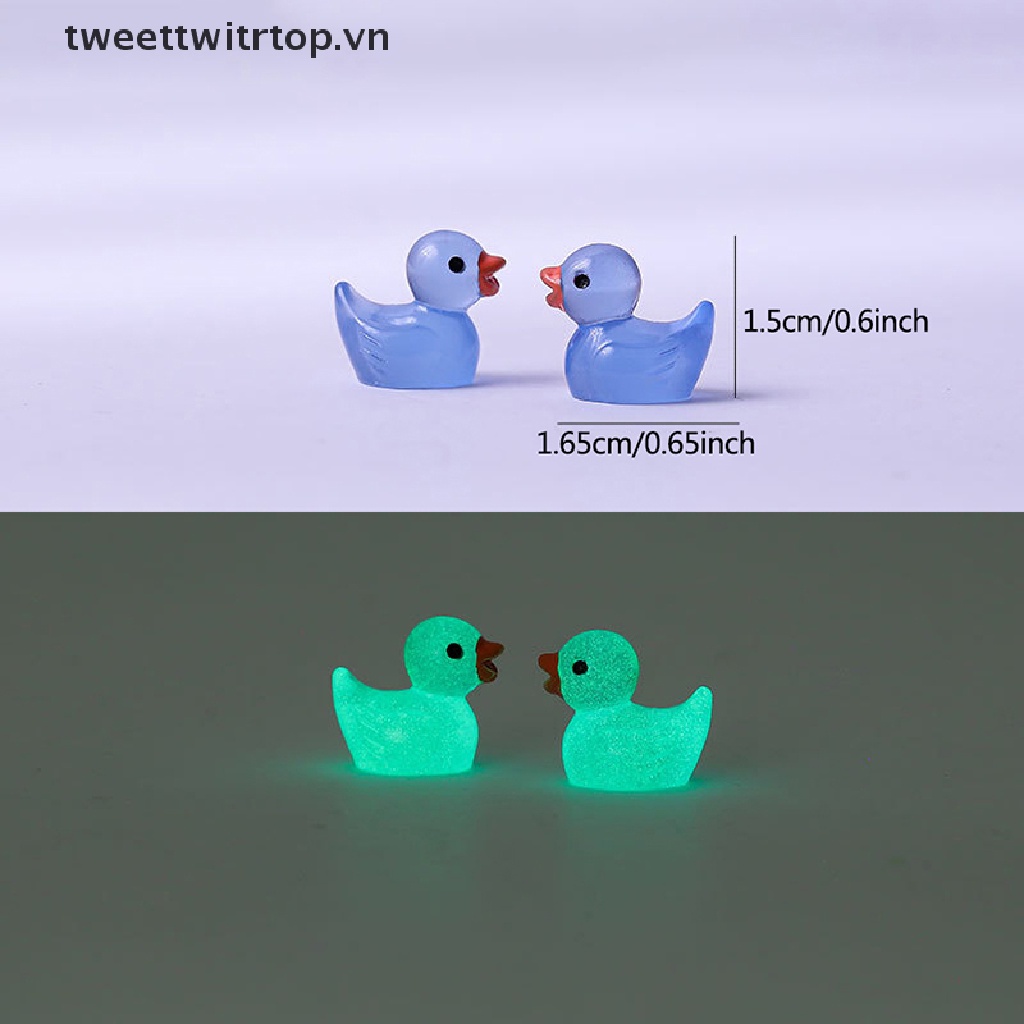 Set 10 Chú Vịt Mini Bằng Nhựa Phát Sáng Trong Bóng Tối Trang Trí Tiểu Cảnh / Nhà Búp Bê / Sân Vườn DIY