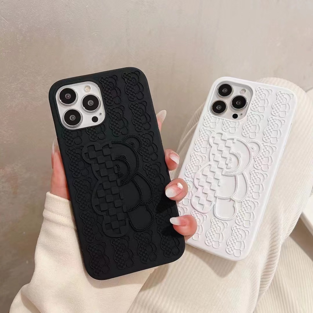 Ốp Điện Thoại Silicon Mềm Hình Gấu 3d Nhiều Màu Cho iPhone14 14promax 14pro 14plus 13 13promax 13pro 12 12promax 11