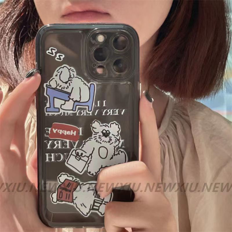✅Ốp Điện Thoại Trong Suốt In Hình Cún Hoạt Hình Dễ Thương Cho iPhone13promax 12 11 XS 14In ZI8O 13Promax