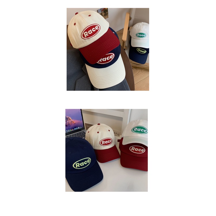 Mũ Lưỡi Trai Màu Sắc Tương Phản Thêu Chữ Phong Cách Hiphop Cá Tính