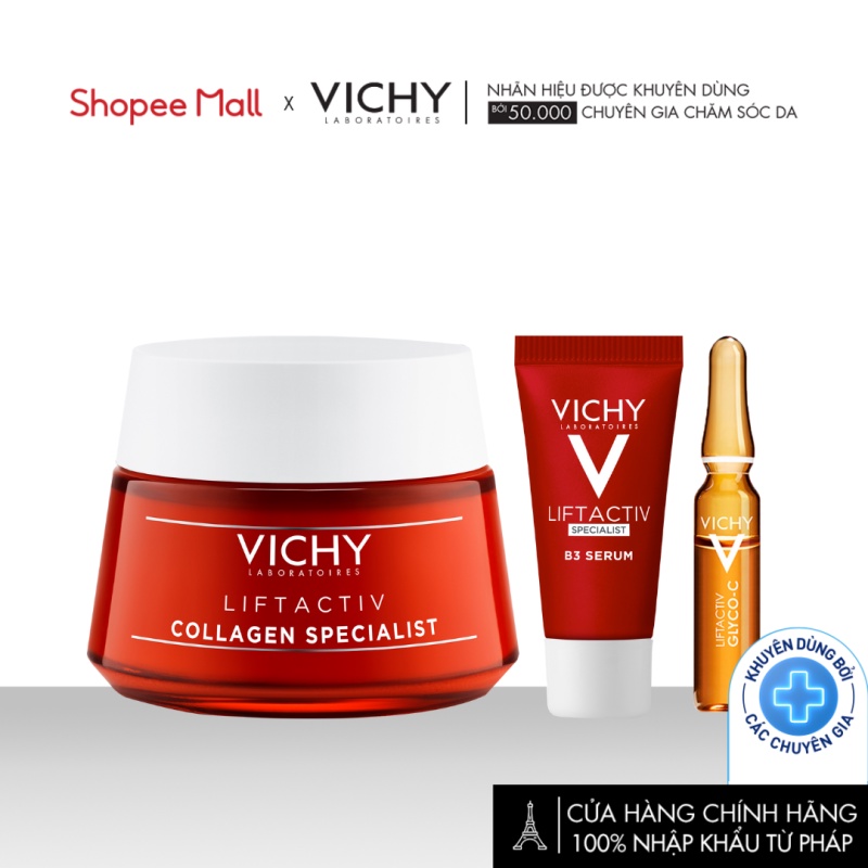 Bộ sản phẩm giảm thâm nám, đốm nâu và dưỡng da, ngừa lão hoá ban ngày Vichy Liftactiv Collagen Specialist