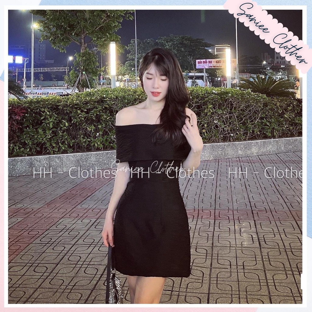 Váy nữ 2 dây trễ vai trơn đầm nữ 2 dây sexy tiểu thư gợn sóng chất đũi nhăn mềm cao cấp Saniee Clother