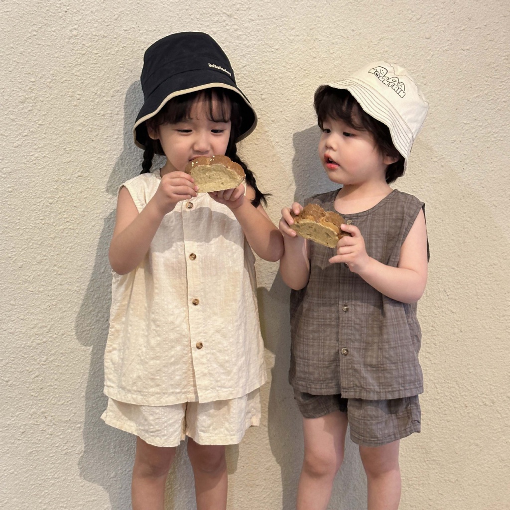Bộ Áo Thun Cotton + Quần Ngắn Mỏng Phong Cách Hàn Quốc Thời Trang Mùa Hè 2023 Mới Cho Bé Trai Gái