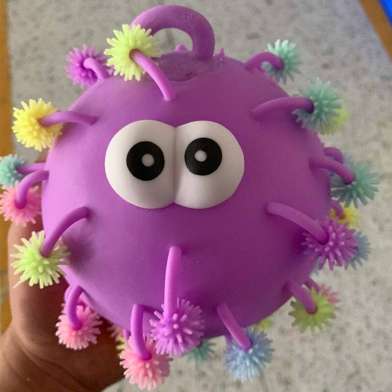 WO·WO Wo Hildren Đồ Chơi Bóng Lông Nhím Cao Su Mềm Mại Nhỏ Gọn Nhiều Màu Sắc Nhấp Nháy Thông Hơi Bằng Tay Cho Bé