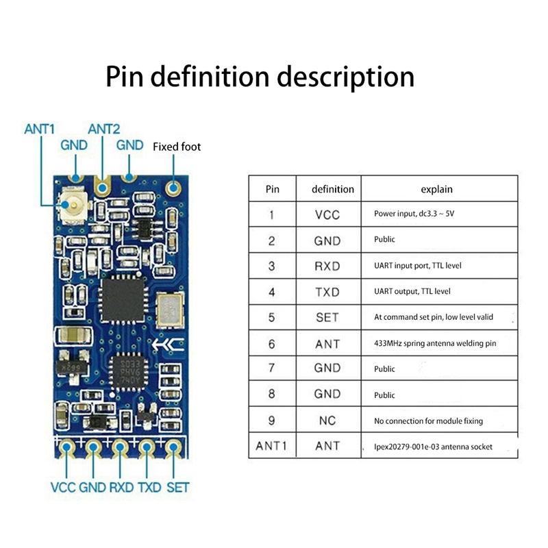 Mô-đun Không Dây hc-12 433mhz si4463 1000m bluetooth hc12