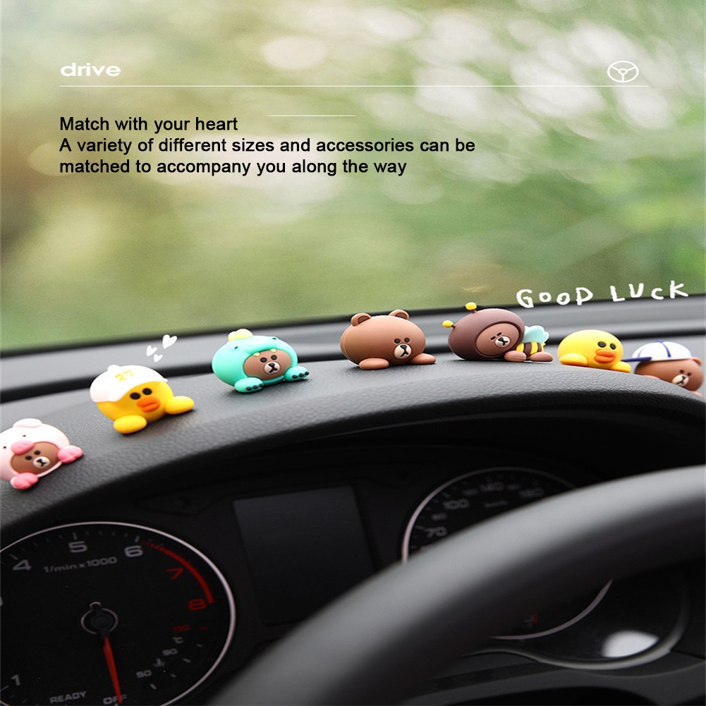 Line Friends Gấu Nâu Đồ Trang Trí Xe Hơi Hoạt Hình Dễ Thương Đồ Trang Trí Xe Hơi Để Bàn Điều Khiển Trung Tâm Đồ Trang Trí Nội Thất Xe Hơi