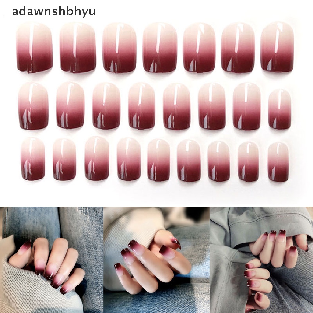 Bộ 24 Móng Tay Giả Dài Màu Gradient Kèm Keo Dán Tiện Dụng