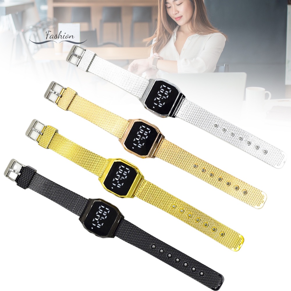 Đồng Hồ Đeo Tay Điện Tử Mặt Vuông Có Đèn LED Đơn Giản Dành Cho Nam Và Nữ