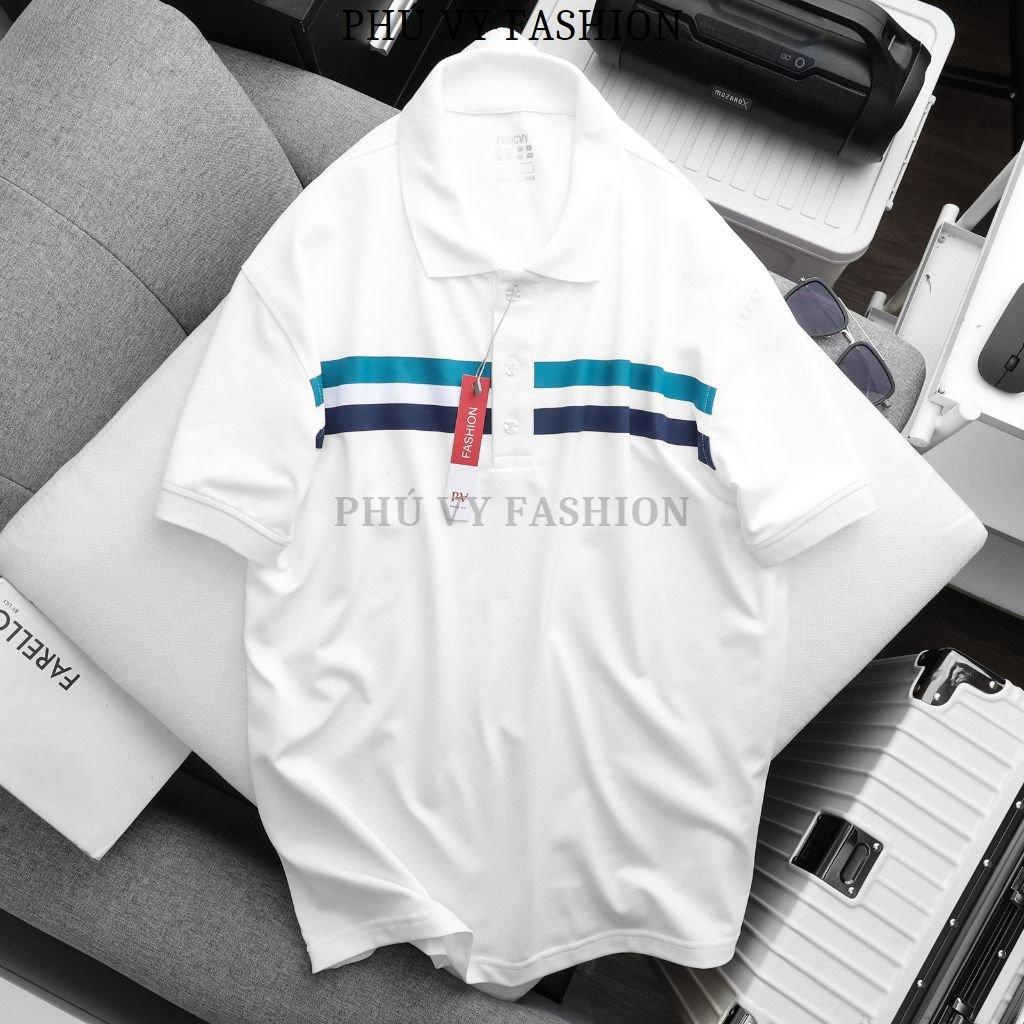 Áo thun nam polo thiết kế sọc ngang vải cá sấu cotton co giãn 4 chiều cực sang trọng và lịch lãm