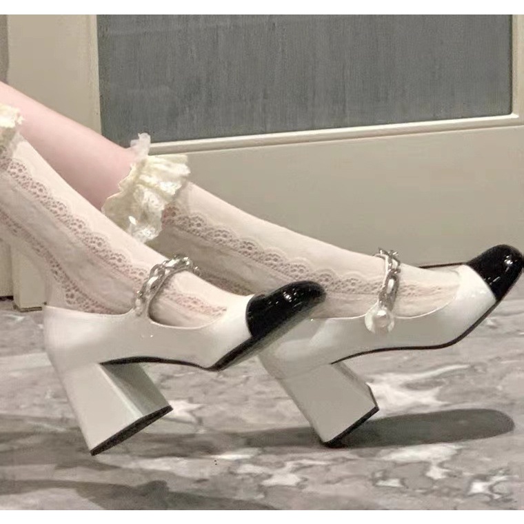 Giày da Đế Thấp Thời Trang retro mùa hè dành cho nữ giày cao gót đế vuông guốc cao gót sandal nữ