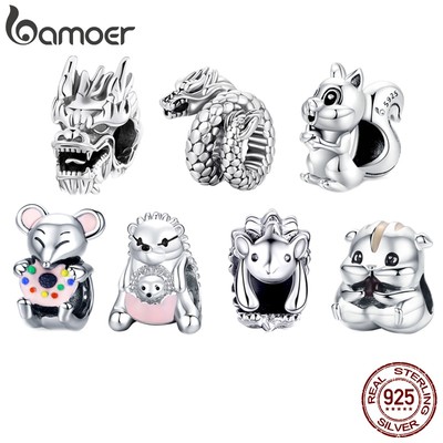 Mặt phụ kiện BAMOER bạc 925 thiết kế động vật