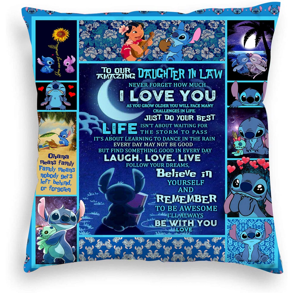 Vỏ Gối 45 * 45cm 45 * 45cm In Họa Tiết Hoạt Hình Stitch Đáng Yêu Trang Trí Nội Thất