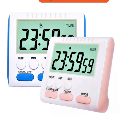 Đồng hồ bấm giờ phút giây điện tử mini đếm ngược xuôi thời gian để bàn báo thức hẹn giờ xem giờ học tập nấu ăn thể thao