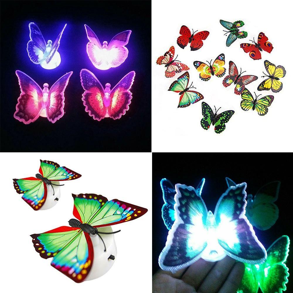 1 Set 5 Đèn LED Hình Bươm Bướm Nhiều Màu Sắc Dùng Trang Trí Phòng Ngủ