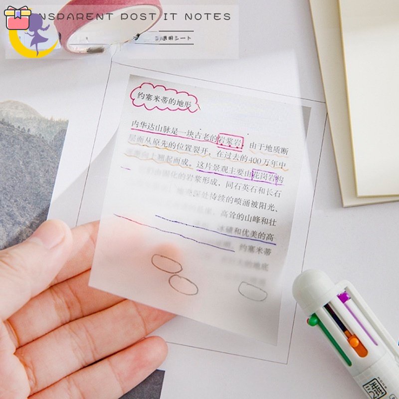 Giấy Ghi Chú Tự Dính Trong Suốt Chống Thấm Nước Tiện Dụng Cho Văn Phòng / Trường Học