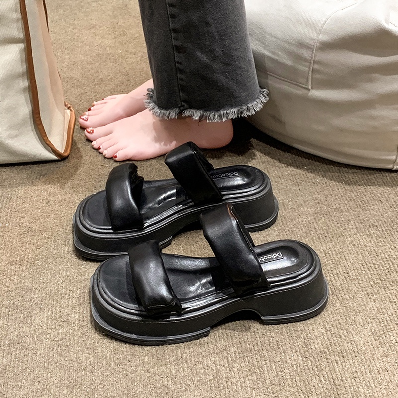 Dép Quai Ngang Đế Dày Thời Trang Hàn Quốc Dành Cho Nữ