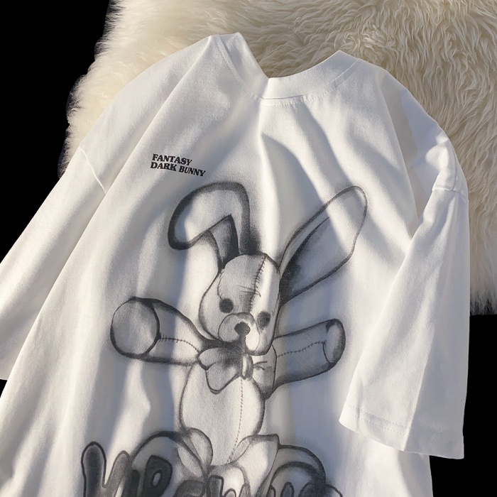 Hiixivi [Hàng Có Sẵn] Áo Thun Cotton Tay Ngắn Dáng Rộng In Hình Đồ Họa Phong Cách Hàn Quốc Thời Trang Nữ Đường Phố
